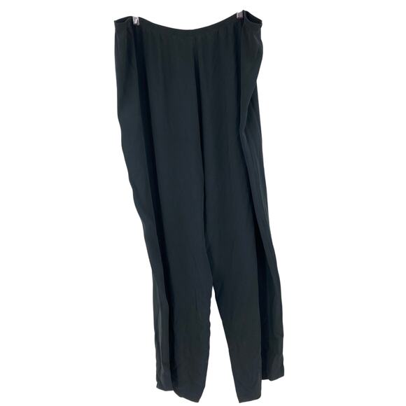 Eileen Fisher Silk Knit High Rise Pull On Elastic Band Pants Dark Gray Size XL - Picture 2 of 7